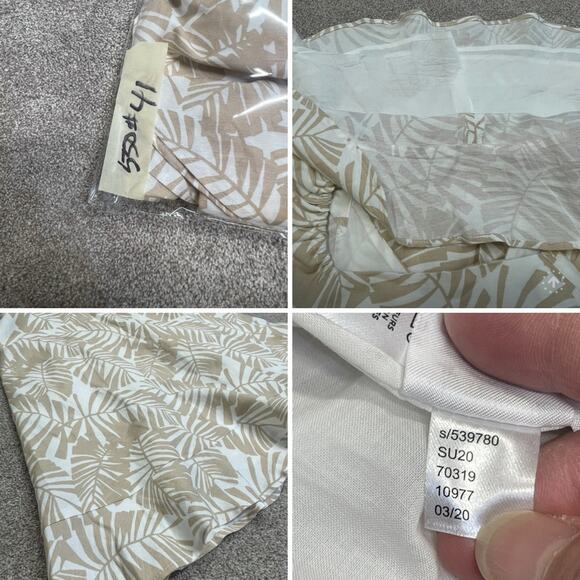 Coastal Beachy Botanical Print LOFT sz 2 Cutout Dress Vacation Resort Palm Midi - Picture 10 of 12